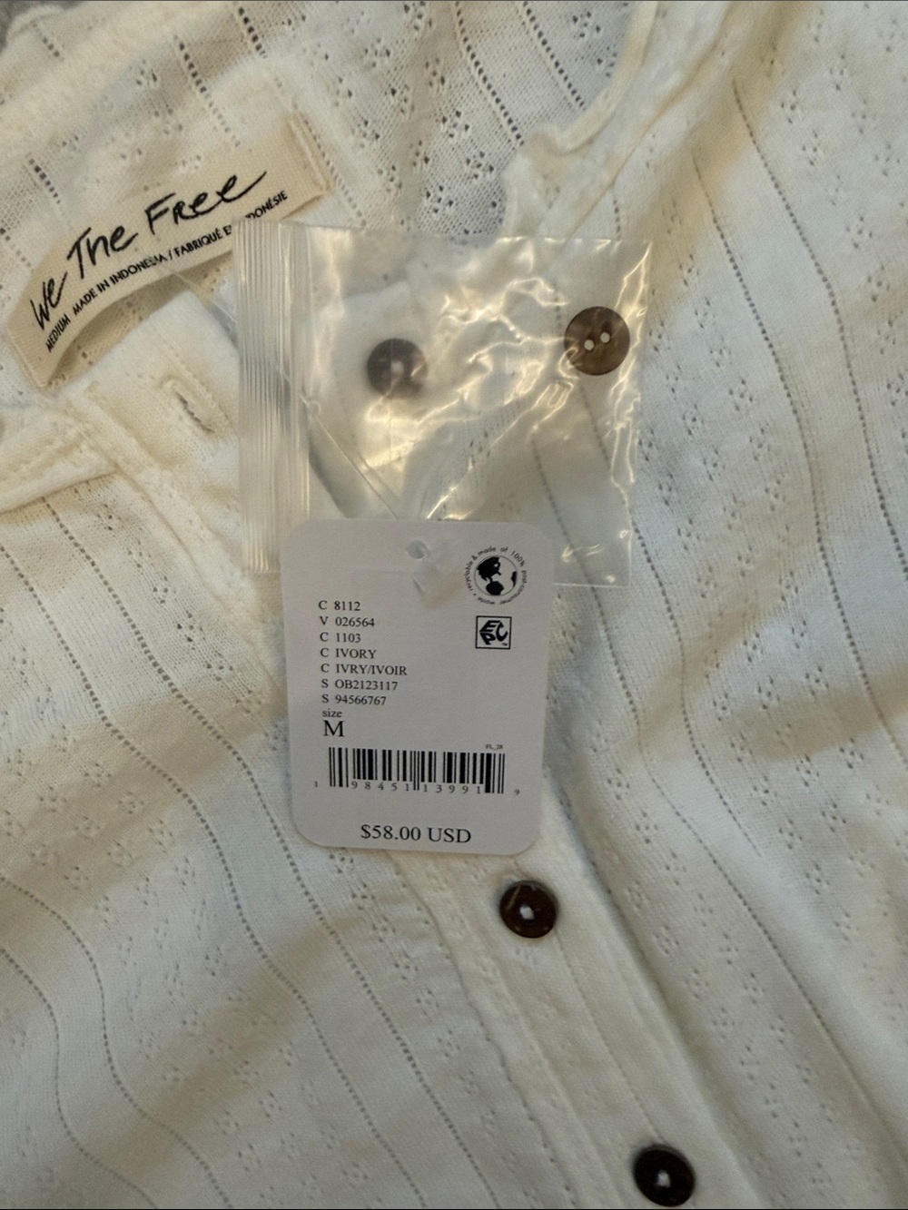 We The Free Cream Button-Front Ribbed Knit Top - Picture 2 of 7